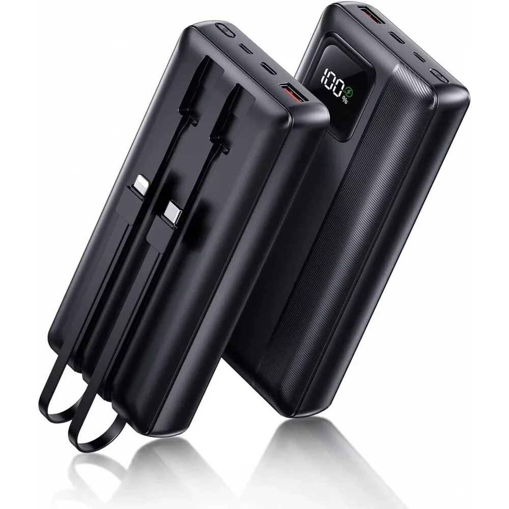 Portable Phone Charger -40000 mAh Fast Charging Power Bank, With Built-in Cables